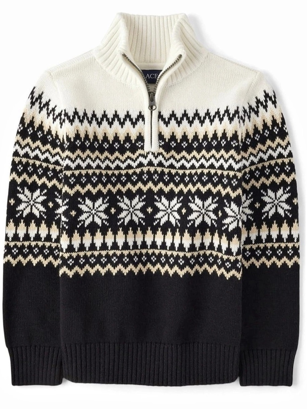 The Children's Place Fair Isle Snowflake Mock Neck Zip Pullover Sweater
